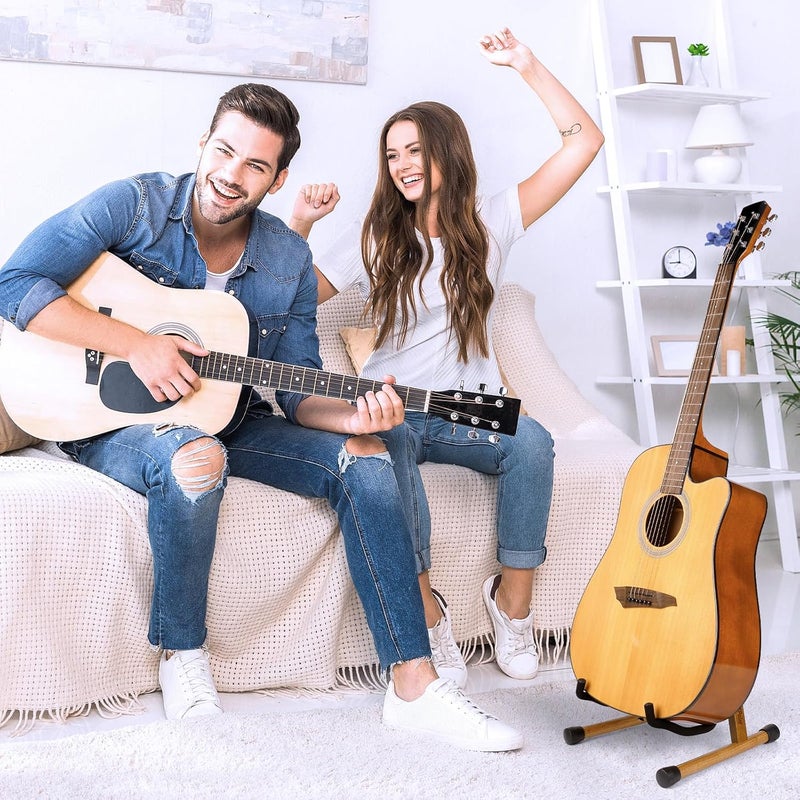 KingPoint Guitar Stand, Guitar Floor Stand, Acoustic Electric Wooden A Frame Folding Guitar Holder Adjustable for Bass, Cello, Mandolin, Banjo, Ukulele (Acacia) - Image 5